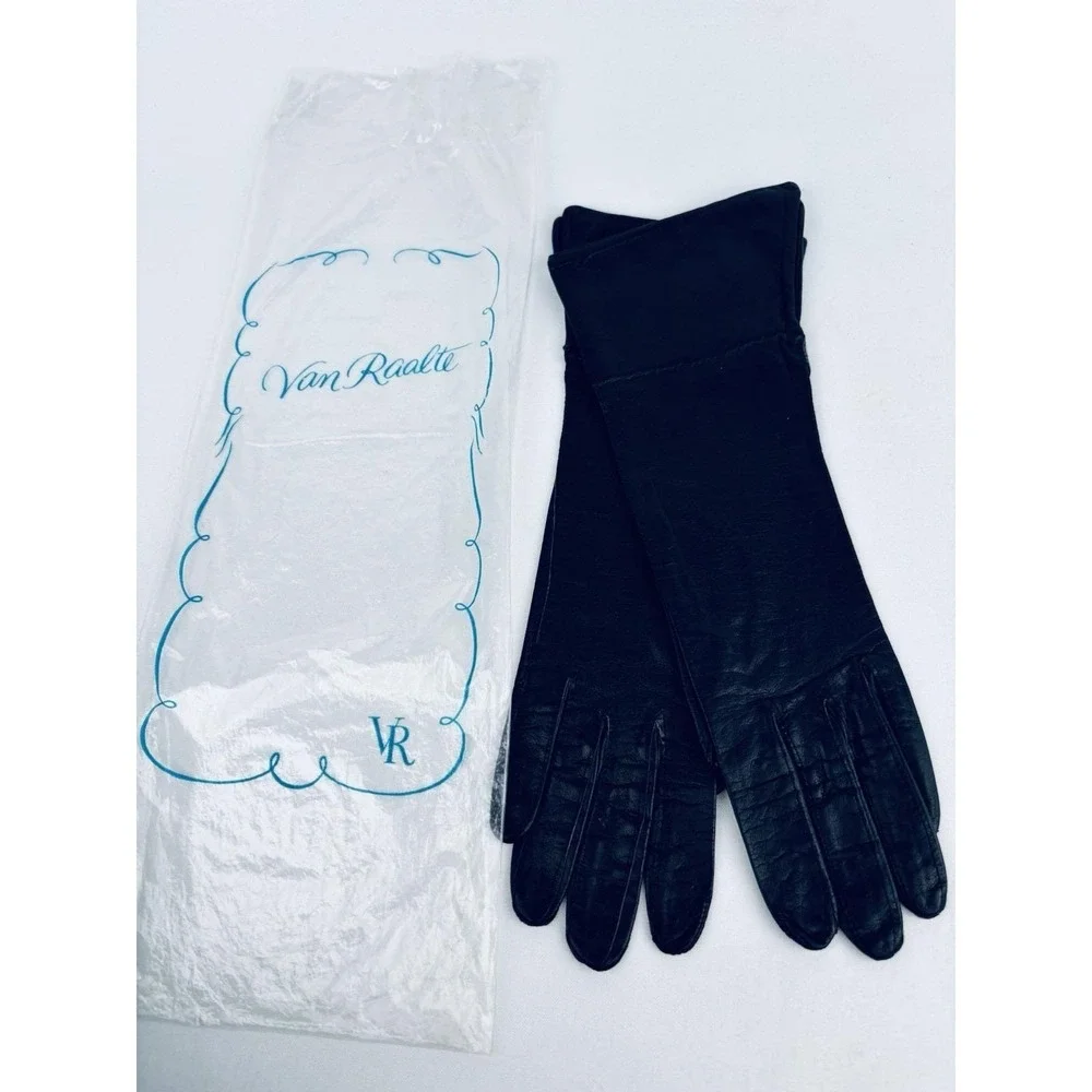 Vintage Black Leather Gloves Size 6 Van Raalte? Opera Classy Chic Driving